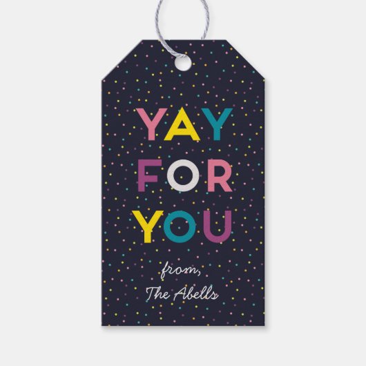 Yay for You polka dot Cadeaulabel (Voorkant)