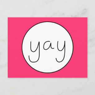 YAY Happy Uplifting Handwriting Happy Magenta Briefkaart