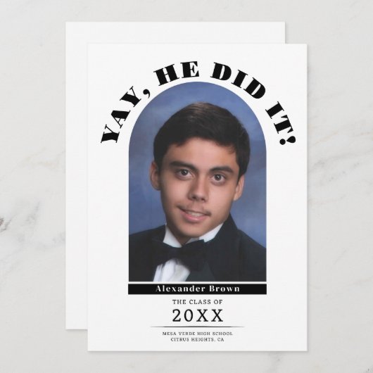 Yay Modern Graduation Graduation Faire-part photo (Devant / Derrière)