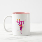Yay Person Jumping Excitée Mug de café à deux tons (Gauche)