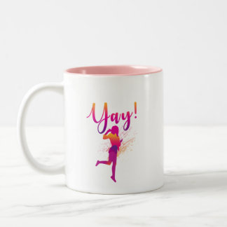 Yay Person Jumping Excitée Mug de café à deux tons