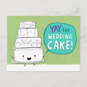 Yay voor de bruiloft Cake! Funny Wedding Announcem Aankondigingskaart