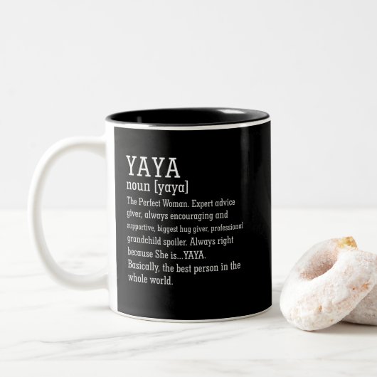 Yaya Definition Grandma Moederdag Tweekleurige Koffiemok (Met donut)