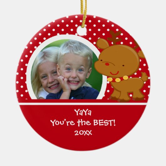 YaYa foto rendier kerstversiering Keramisch Ornament (Voorkant)