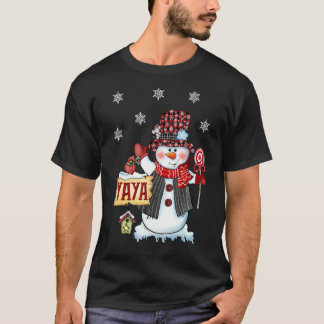Yaya Snowman met kerstsnoe Cane Red Pset Santa T-shirt