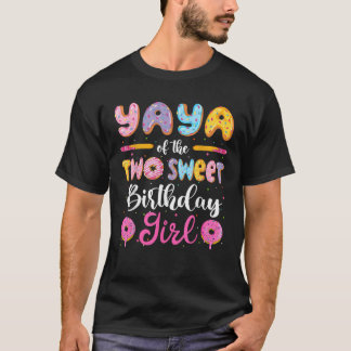 Yaya van de twee lieve verjaardag meisje donut 2e t-shirt