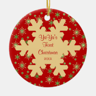 YaYa's eerste kerst Rode Sneeuwvlok Ornament