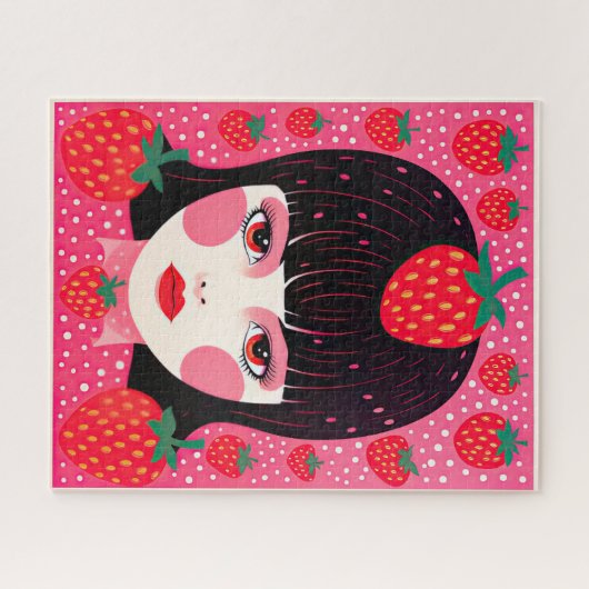 Yayoi Kusama Aardbei Meisje Funky Legpuzzel (Horizontaal)