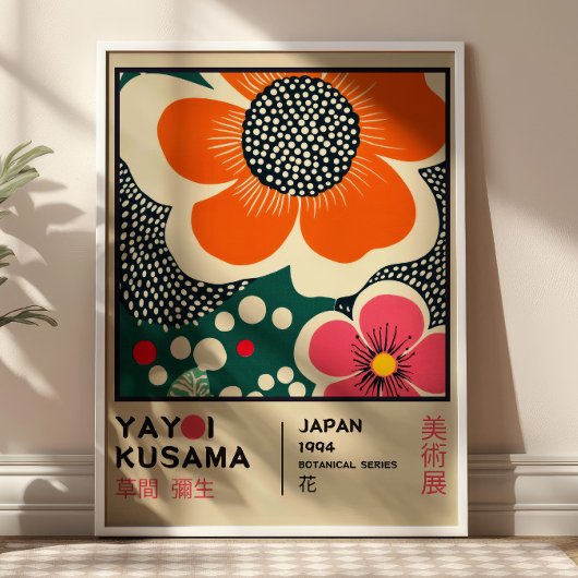 Yayoi Kusama Bloemententoonstelling Elegant Retro Poster