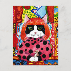 Yayoi Kusama eerbetoon als Schattige Cat mouse bri Briefkaart