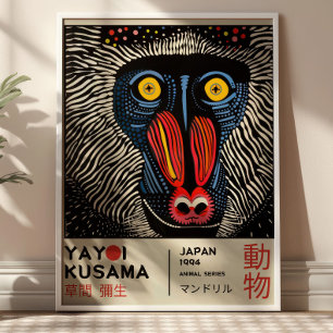Yayoi Kusama Mandrill Retro Japanse Tentoonstellin Poster