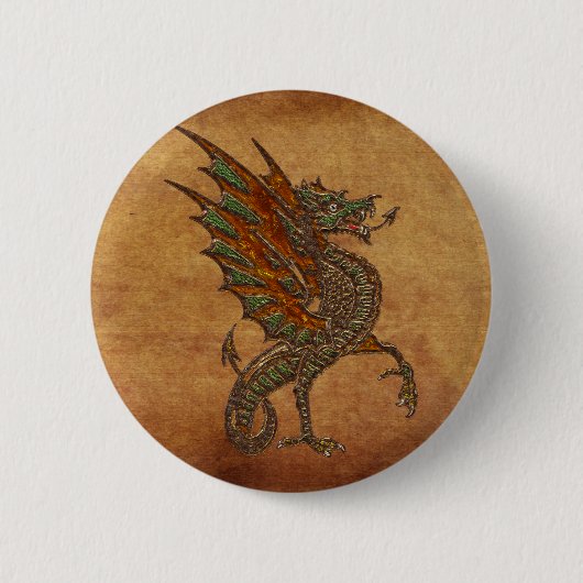 Ye Old Medieval Dragon Design Ronde Button 5,7 Cm (Voorkant)