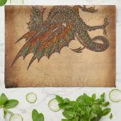 Ye Old Medieval Dragon Design Theedoek (Gevouwen)