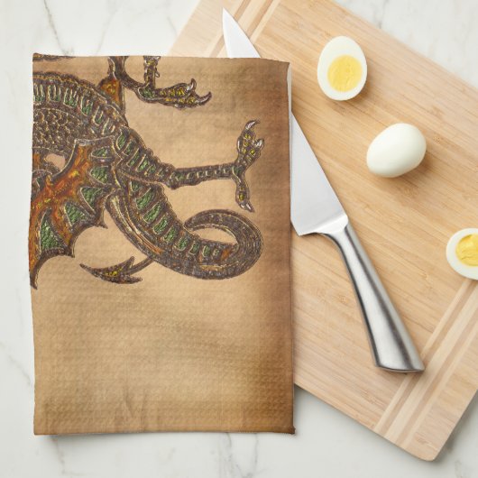 Ye Old Medieval Dragon Design Theedoek (Quarter Fold)