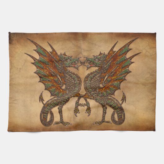 Ye Old Medieval Dragon Design Theedoek (Horizontaal)
