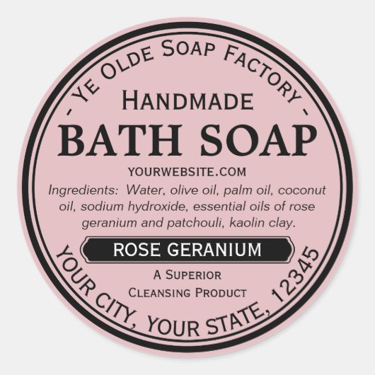 Ye Olde Soap Factory Étiquettes de savon rond fait (Devant)