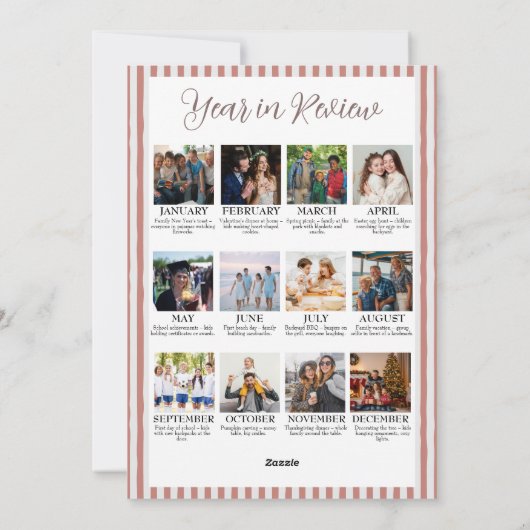 Year in Review Christmas with Arch Photo & Red Bow Feestdagenkaart (Achterkant)