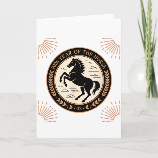Year Of The Fire Horse 2026 Festive Chinese New Ye Kaart (Voorkant)