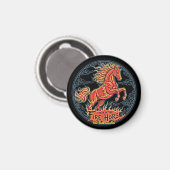 Year of the Fire Horse Black small magnet Magneet (Voorkant / Achterkant)