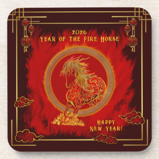 Year of the Fire Horse , Happy Lunar New Year Bier Onderzetter