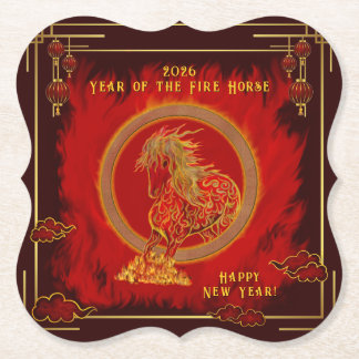 Year of the Fire Horse , Happy Lunar New Year Kartonnen Onderzetters