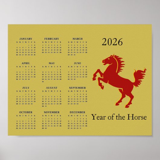 Year of the Horse 2026 Calendar Poster (Devant)