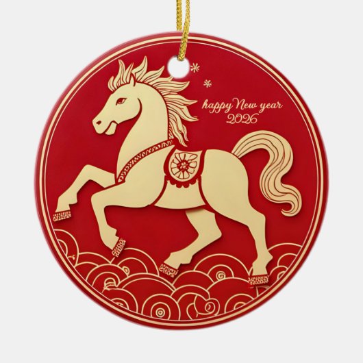 Year of the Horse 2026 Chinese New Year Keramisch Ornament (Voorkant)