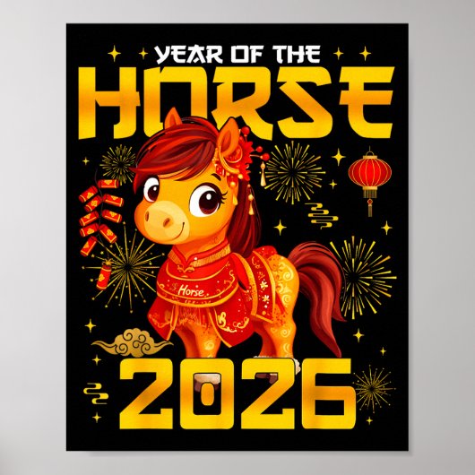 Year Of The Horse 2026 Lunar New Year Chinese New Poster (Voorkant)