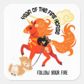 YEAR OF THE HORSE Chow Vierkante Sticker (Voorkant)