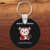 Year Of The Monkey Chinese Zodiac Lunar New Year Sleutelhanger (Voorkant)
