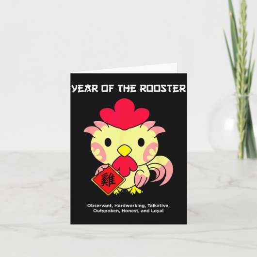 Year Of The Rooster Chinese Zodiac Lunar New Year Kaart (Voorkant)