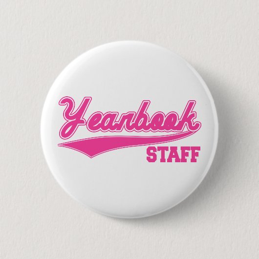 Yearbook-personeel (Baseball Script roze) Ronde Button 5,7 Cm (Voorkant)