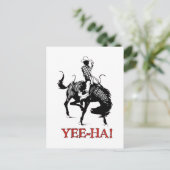 Yee-Ha! Rodeo cowboy op een springpaard Briefkaart (Staand voorkant)
