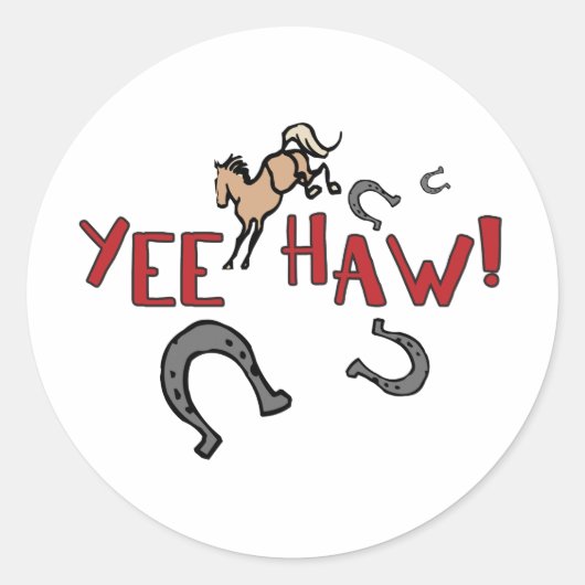Yee Haw Bucking Horse Ronde Sticker (Voorkant)