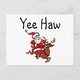 Yee Haw Christmas Cowboy Santa Claus Feestdagenkaart