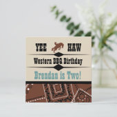 Yee Haw Cowboy Invitation d'anniversaire de l'Oues (Debout devant)
