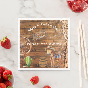 Yee Haw Cowboy Rodeo Zadelen Up Paper Bord Servet