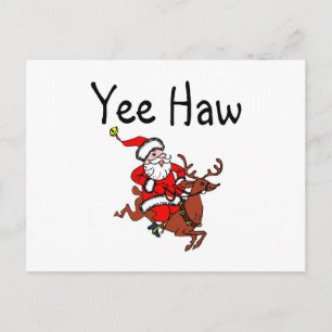 Yee Haw Cowboy Santa Claus Feestdagenkaart