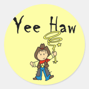 Yee Haw Cowboy Tshirts en Gifts Ronde Sticker