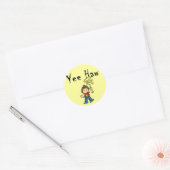 Yee Haw Cowboy Tshirts en Gifts Ronde Sticker (Envelop)