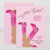 Yee-Haw Cowgirl Birthday Kaart (Voorkant / Achterkant)