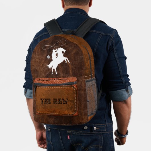 Yee Haw Custom Amerikaanse cowboy sheriff leer Bedrukte Rugzak (Insitu (model))
