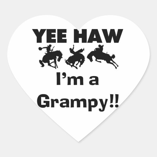 Yee Haw Ik ben een Grampy T-shirts en geschenken Hart Sticker (Voorkant)
