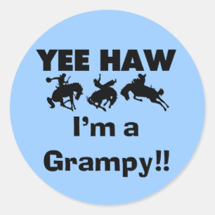 Yee Haw Ik ben een Grampy T-shirts en geschenken Ronde Sticker