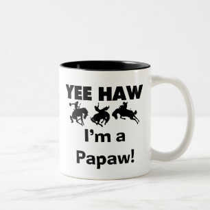 Yee Haw Ik ben een Papaw Tshirts en geschenken Tweekleurige Koffiemok