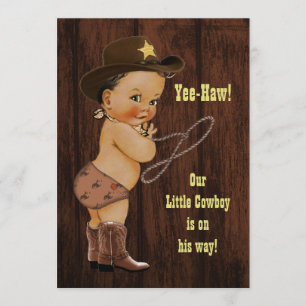 Yee-Haw! Kleine etnische Cowboy Rustic-Baby shower Kaart