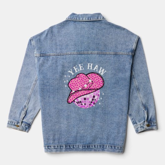Yee Haw Roze Paarse Cowgirl Disco Rodeo Denim Jacket (Achterkant)