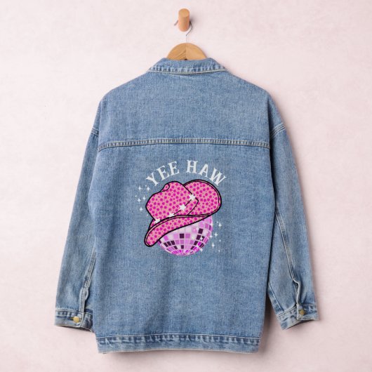 Yee Haw Roze Paarse Cowgirl Disco Rodeo Denim Jacket (Hangar)