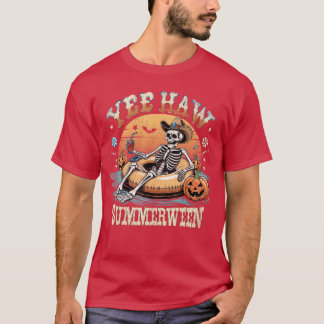 Yee Haw Summerween Cowboy Skelet Westerse Hallowee T-shirt