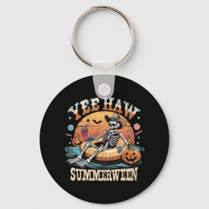 Yee Haw Summerween Cowboy Skeleton Western Hallowe Sleutelhanger
